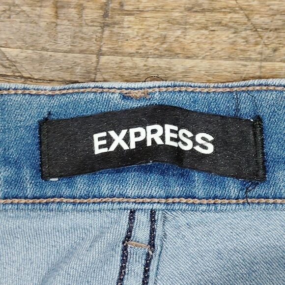 Express 2R Jeans Blue Denim Floral Embroidery Festival Boho High Leggings - Picture 6 of 11